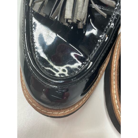 Franco Sarto Loafers Carolynn Lug Sole Tasseled Slip On Shiny Black 10M Office - Picture 12 of 12